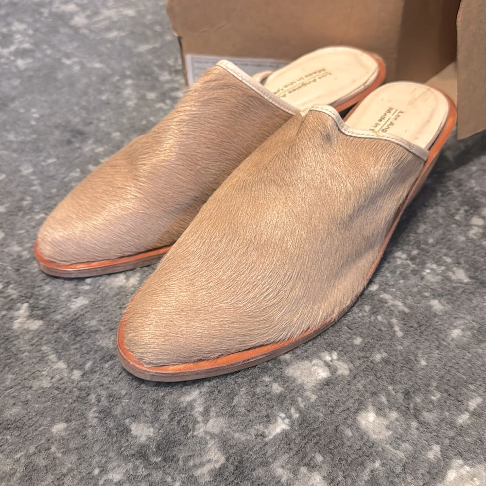 Los Angeles Apparel handmade leathered and pony hair mule size 39/9 NIB